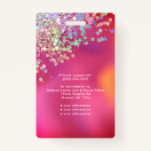 Glitter Logo Sjabloon Werknemer Foto Naam verpleeg Badge (Achterkant)