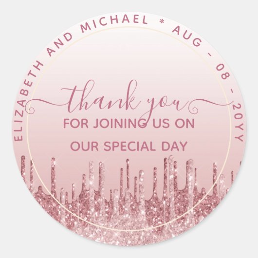 Glitter Look Bedank je GAVELCADEAU ELKE GEBEURTENI Ronde Sticker (Voorkant)