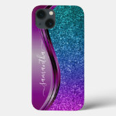 Glitter look Bright Paarse Persoonlijke Naam Case-Mate iPhone Case (Achterkant)