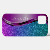 Glitter look Bright Paarse Persoonlijke Naam Case-Mate iPhone Case (Achterkant (horizontaal))