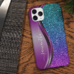Glitter look Bright Paarse Persoonlijke Naam Case-Mate iPhone Case<br><div class="desc">Het ontwerp is een foto en de hoesjes zijn niet gemaakt met echte glitters, pailletten, metalen of houten. Dit ontwerp is ook beschikbaar voor andere telefoonmodellen. Kies Apparaat Type om andere iPhone-, Samsung Galaxy- of Google-hoesjes te bekijken. Sommige stijlen kunnen worden gewijzigd door Stijl te selecteren als dat een optie...</div>