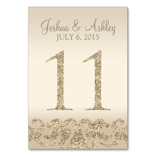 Glitter Look Bruiloft Tafel Nummers-Tafel Kaart 11 (Achterkant)