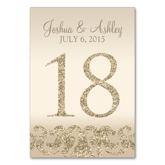 Glitter Look Bruiloft Tafel Nummers-Tafel Kaart 18 (Voorkant)