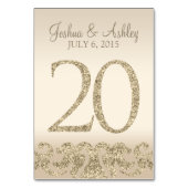 Glitter Look Bruiloft Tafel Nummers-Tafel Kaart 20 (Achterkant)
