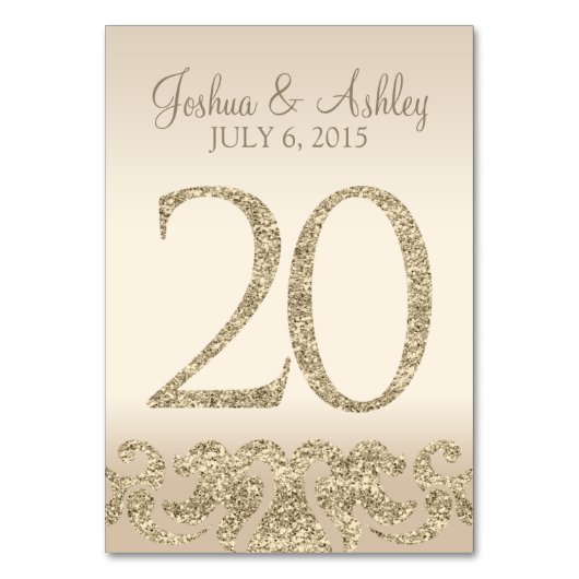 Glitter Look Bruiloft Tafel Nummers-Tafel Kaart 20 (Voorkant)