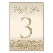 Glitter Look Bruiloft Tafel Nummers-Tafel Kaart 3 (Achterkant)