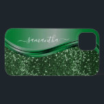 Glitter look Emerald Green Persoonlijke naam Case-Mate iPhone Case<br><div class="desc">Het ontwerp is een foto en de hoesjes worden niet gemaakt met glitter, sequenties, metalen of bossen. Dit ontwerp is ook beschikbaar op andere telefoonmodellen. Kies het Type van Apparaat om andere hoesjes van iPhone, van Samsung Galaxy of van Google te zien. Sommige stijlen kunnen worden gewijzigd door Stijl te...</div>
