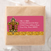 Glitter look Faux Gold Black Formal Fleur de Lis Etiket (Insitu)