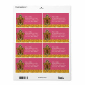 Glitter look Faux Gold Black Formal Fleur de Lis Etiket (Full Sheet)