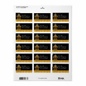 Glitter look Faux Gold Black Formal Fleur de Lis Etiket (Full Sheet)