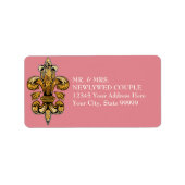 Glitter look Faux Gold Black Formal Fleur de Lis Etiket (Voorkant)