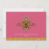 Glitter look Faux Gold Black Formal Fleur de Lis Kaart (Voorkant)