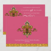 Glitter look Faux Gold Black Formal Fleur de Lis Kaart (Voorkant / Achterkant)