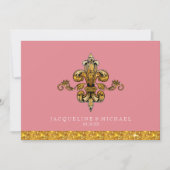 Glitter look Faux Gold Black Formal Fleur de Lis Kaart (Voorkant)