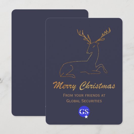 Glitter Look Herten Corporate Christmas Kaart (Voorkant / Achterkant)