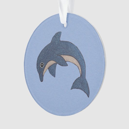 Glitter look Jumping Dolphin Dark Blue White Ornament (voorkant)