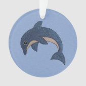 Glitter look Jumping Dolphin Dark Blue White Ornament (voorkant)