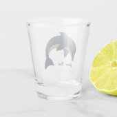 Glitter look Jumping Dolphin Dark Blue White Shot Glas (Achterkant)