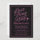 Glitter look Last Fling Bachelorette Party Invite Kaart (Voorkant)