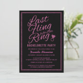 Glitter look Last Fling Bachelorette Party Invite Kaart (Staand voorkant)