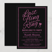 Glitter look Last Fling Bachelorette Party Invite Kaart (Voorkant / Achterkant)
