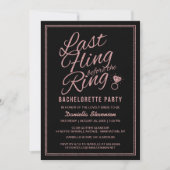 Glitter look Last Fling Bachelorette Party Invite Kaart (Voorkant)