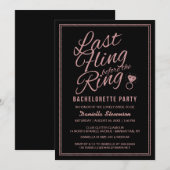 Glitter look Last Fling Bachelorette Party Invite Kaart (Voorkant / Achterkant)