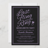 Glitter look Last Fling Bachelorette Party Invite Kaart (Voorkant)