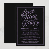 Glitter look Last Fling Bachelorette Party Invite Kaart (Voorkant / Achterkant)