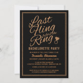 Glitter look Last Fling Bachelorette Party Invite Kaart (Voorkant)