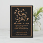 Glitter look Last Fling Bachelorette Party Invite Kaart (Staand voorkant)