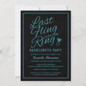 Glitter look Last Fling Bachelorette Party Invite Kaart (Voorkant)