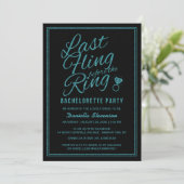 Glitter look Last Fling Bachelorette Party Invite Kaart (Staand voorkant)