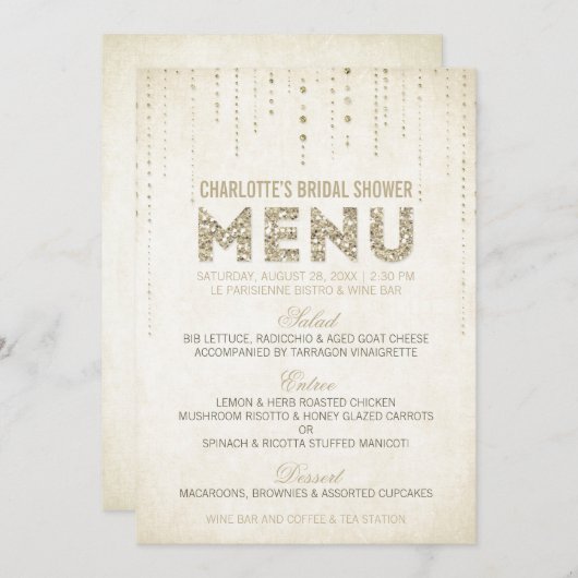 Glitter Look Menu Kaart (Voorkant / Achterkant)