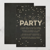 Glitter look New Year's Eve Party Invitation Kaart (Voorkant / Achterkant)