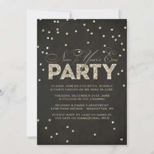 Glitter look New Year's Eve Party Invitation Kaart
