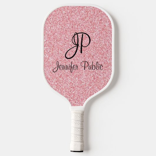 Glitter look Roos Gold Monogrammed grafische Sjabl Pickleball Paddle (Achterkant)