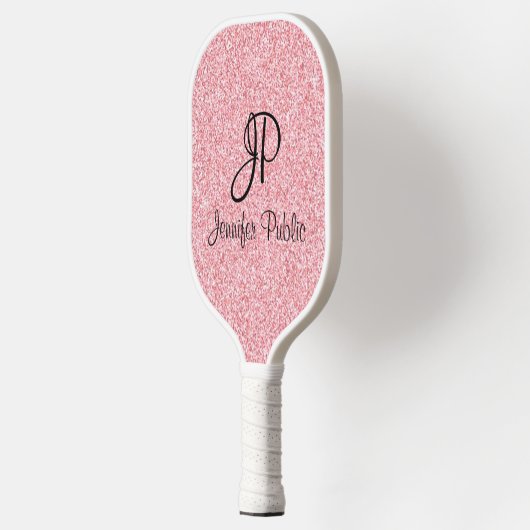 Glitter look Roos Gold Monogrammed grafische Sjabl Pickleball Paddle (Links)