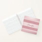 Glitter Look Roze Goud Kleur Handgeschreven Script Notitieboek (Binnen)