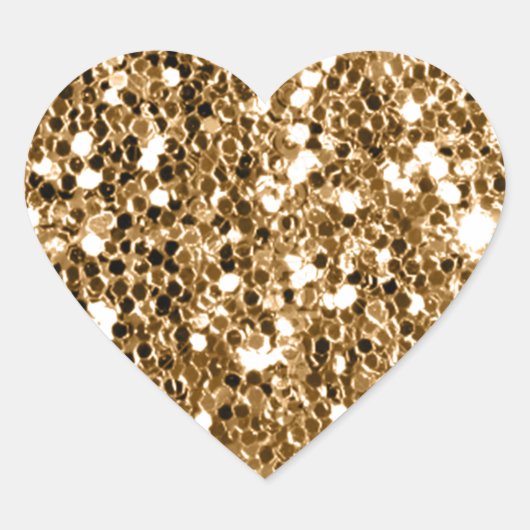 Glitter Look Solid Gold Sparkle Hart Sticker (Voorkant)