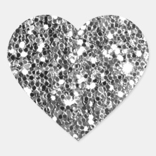 Glitter Look Solid Silver Sparkle Hart Sticker
