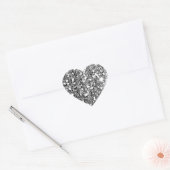 Glitter Look Solid Silver Sparkle Hart Sticker (Envelop)
