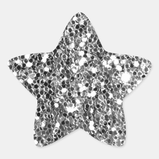 Glitter Look Solid Silver Sparkle Ster Sticker (Voorkant)
