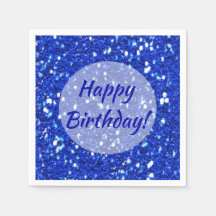 Glitter look Sparkly Royal Blue Happy