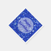 Glitter look Sparkly Royal Blue Happy Servet (Hoek)
