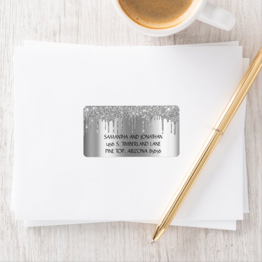 Glitter look stuurt Silver Metallic Return Etiket (Insitu)