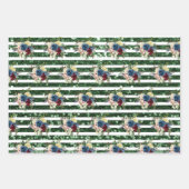 Glitter look Winter Holiday Floral Striped Pattern Inpakpapier Vel (Voorkant 2)