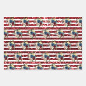 Glitter look Winter Holiday Floral Striped Pattern Inpakpapier Vel (Voorkant)