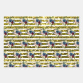 Glitter look Winter Holiday Floral Striped Pattern Inpakpapier Vel (Voorkant 3)