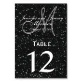 Glitter Look Zwart-wit Monogram Tafelnummer (Voorkant)